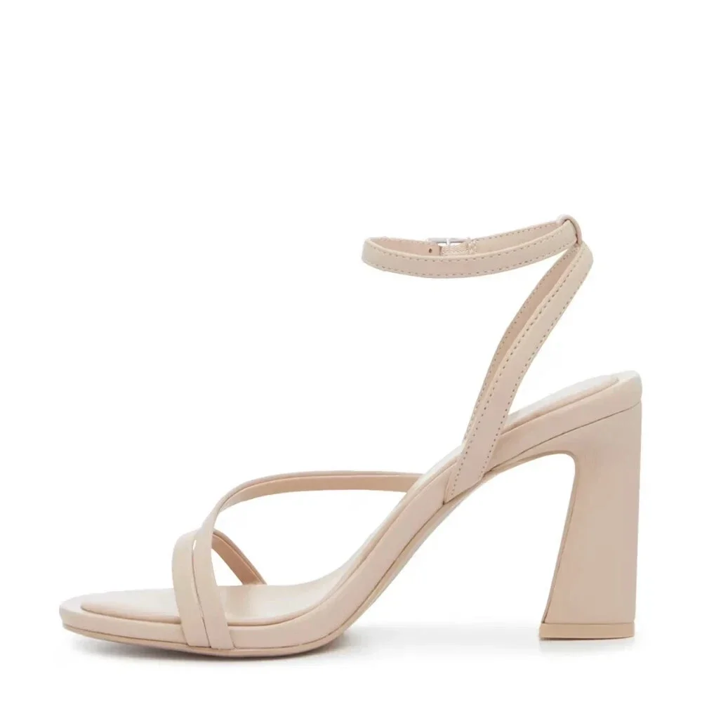 Mix No. 6 Harllow Dress Sandals Women's 9 Beige Ankle Strap Flared Heel GAL1270